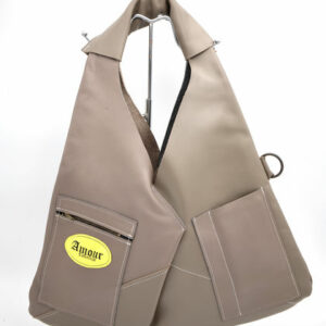 Sac à Main Triangle Taupe + Porte Cartes
