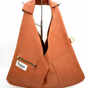 Sac à Main Triangle Marron Brique + Porte Cartes
