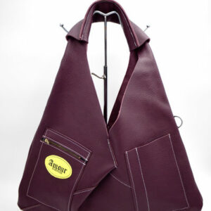 Sac à Main Triangle Prune + Porte Cartes