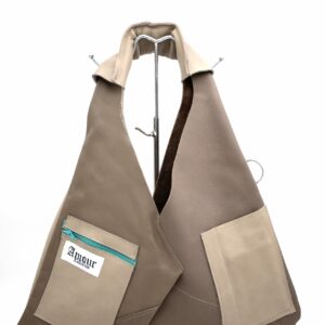 Sac à Main Triangle Gris/ Turquoise + Porte Cartes