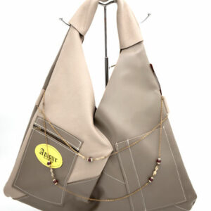 Sac à main Triangle Taupe/ Bijoux + Porte Cartes