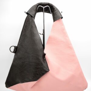 Sac à Main Triangle Marron Glaçé/ Vieux Rose + Porte Cartes