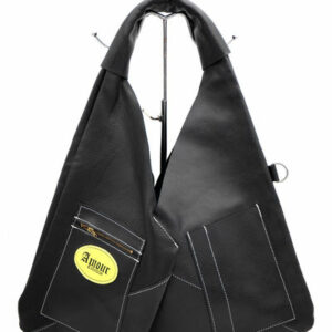 Sac à Main Triangle Noir Texturé + Porte Cartes