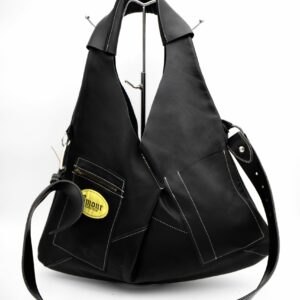 Sac à Main Triangle Noir avec sangle + Porte Cartes