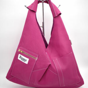 Sac à Main Triangle Fuschia + Porte Cartes
