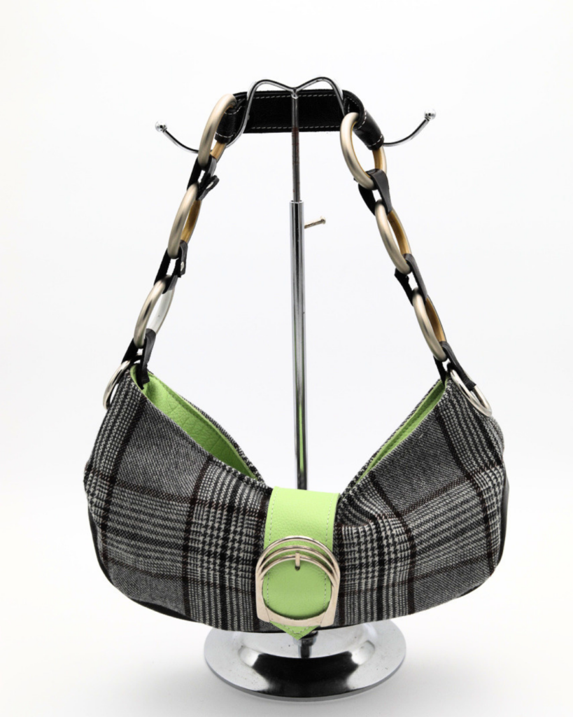 Baby Bag À Carreaux Gris/Vert Acide