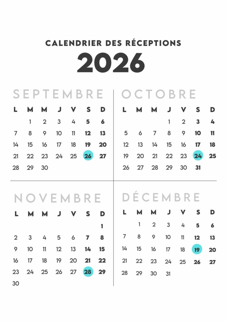 La Réception – Planning 2026