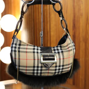 Baby Bag / Motif Burberry / Marron Glacé / Fourrure